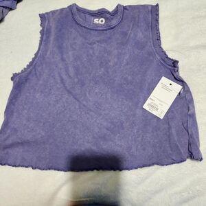 SO Brand Crop Top Size XSmall Tie Dye Purple Soft